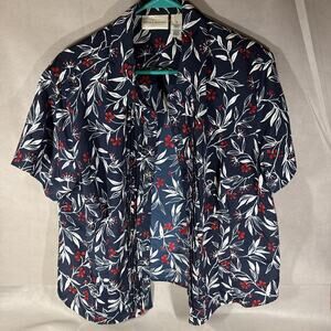 ALFRED DUNNER Womens Size 16 Vintage Short Sleeve Button Front Collared Shirt OO